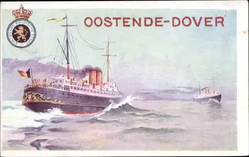 Ganzsachen Ak Belgien, Fährschiff Linie Ostende Dover