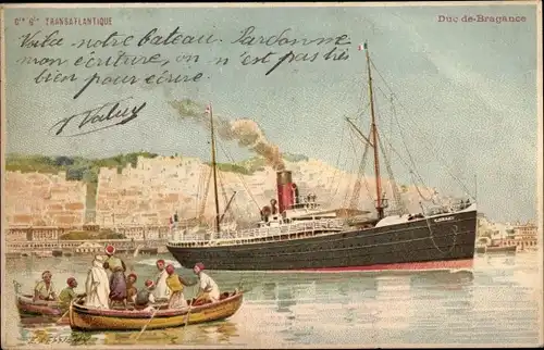 Künstler Litho Lessieux, Dampfer Duc de Bragance, CGT, French Line