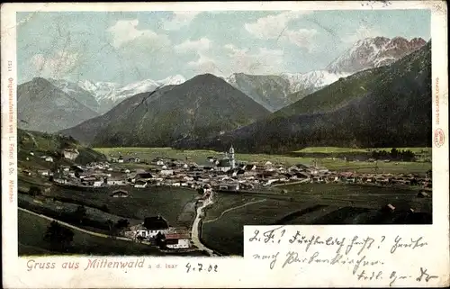 Ak Mittenwald in Oberbayern, Gesamtansicht