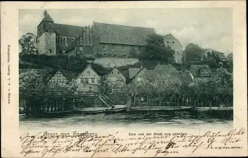 Ak Havelberg in Sachsen Anhalt, Dom von der Stadt aus gesehen