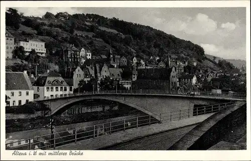 Ak Altena im Märkischen Kreis, Mittlere Brücke, Ortsansicht