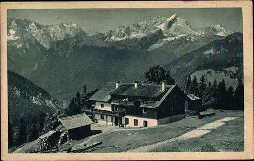 Ak Garmisch-Partenkirchen, Almwirtschaft Eckbauer, Berge