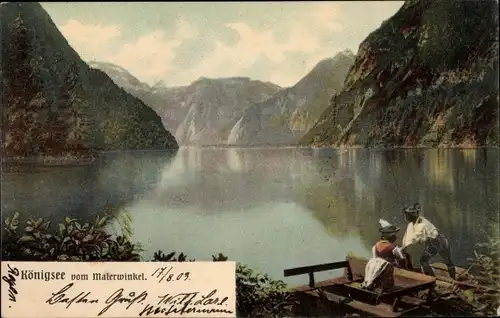 Ak Königssee Oberbayern, Panorama vom Malerwinkel