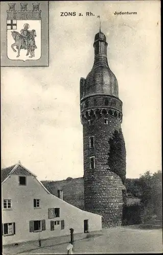 Ak Zons Dormagen Niederrhein, Judenturm, Wappen