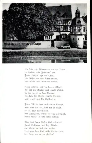 Gedicht Ak Niederlahnstein Lahnstein am Rhein, Wirtshaus an der Lahn