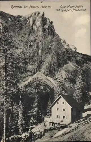 Ak Reintal Füssen im Ostallgäu, Otto Mayr Hütte mit Gimpel Nordwand