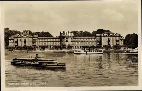 Ak Biebrich Wiesbaden in Hessen, Schlossansicht, Rheindampfer Vaterland