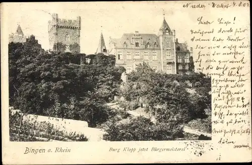 Ak Bingen am Rhein, Burg Klopp, Bürgermeisterei