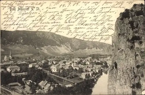 Ak Bad Münster am Stein Ebernburg, Talblick, Ortsansicht