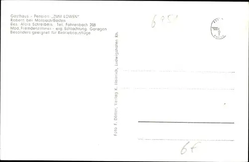 Ak Robern Fahrenbach im Odenwald, Gasthaus-Pension Zum Löwen