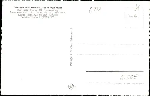 Ak Laudenberg Limbach in Baden Odenwald, Gasthaus und Pension zum wilden Mann