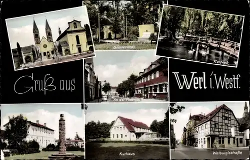 Ak Werl in Westfalen, Basilika, Gänsevöhde, Kurpark, Kurhaus, An der Post, Walpurgisstraße, Bahnhof