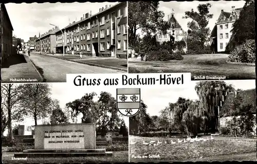 Ak Bockum Hövel Hamm in Westfalen, Hohenhövelerstraße, Schloß Ermelinghof, Ehrenmal
