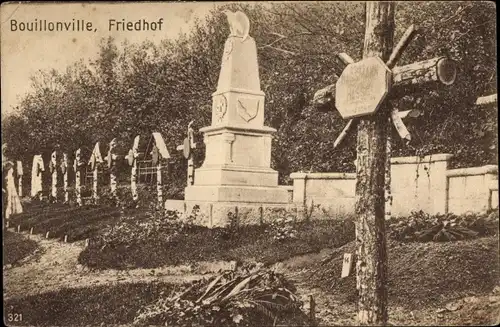 Ak Bouillonville Meurthe et Moselle, Friedhof, Denkmal