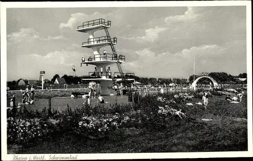 Ak Rheine in Westfalen, Schwimmbad, Sprungturm