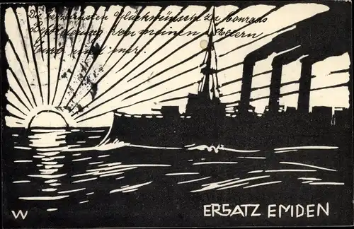 Ak Deutsches Kriegsschiff, SMS Emden, Kleiner Kreuzer, Spendenkarte für Ersatzschiff