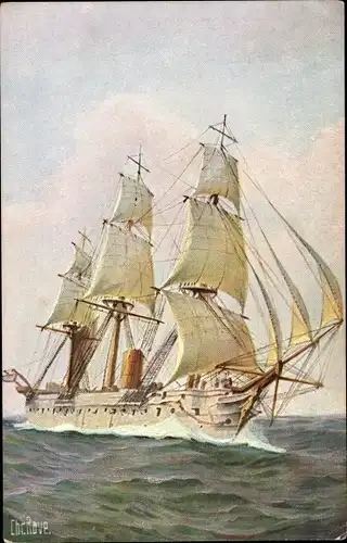 Künstler Ak Rave, Chr., Marine Galerie Nr. 39, Deutsches Schulschiff Stein 1879, Segelschiff