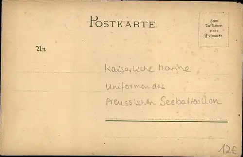 Litho Preußisches See Bataillon, Seeleute, Uniformen