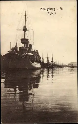 Ak Kaliningrad Königsberg Ostpreußen, Deutsches Kriegsschiff, Siegfried Klasse, Küstenpanzerschiff