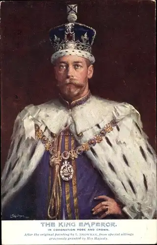 Künstler Ak Snowman, König Georg V von Großbritannien, Portrait, Krone