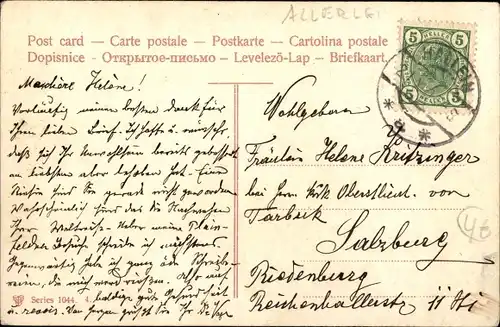 Briefmarken Ak Schreibetui, Füller, Tintenglas, Briefmarkenstreifen