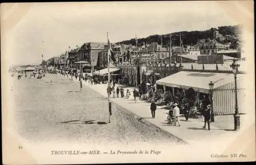 Ak Trouville sur Mer Calvados, Promenade de la Plage