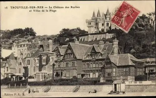 Ak Trouville sur Mer Calvados, Le Chateau des Roches, Villas de la Plage