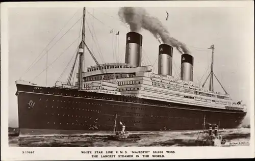 Ak Dampfer RMS Majestic, White Star Line