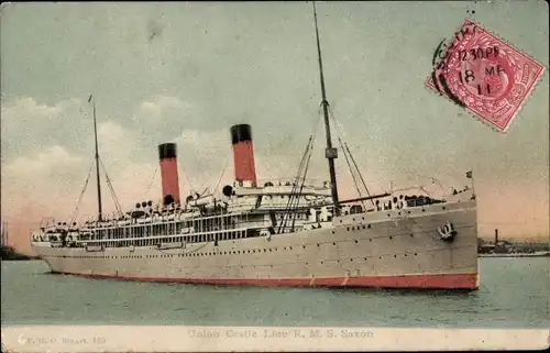 Ak Dampfer RMS Saxon, Union Castle Line