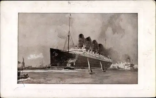 Präge Ak Dampfer RMS Lusitania, Cunard Line