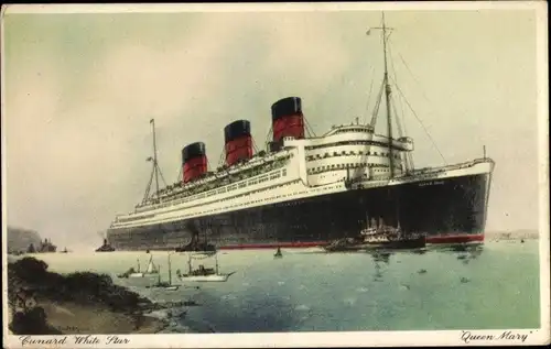 Ak Dampfer RMS Queen Mary, White Star Line