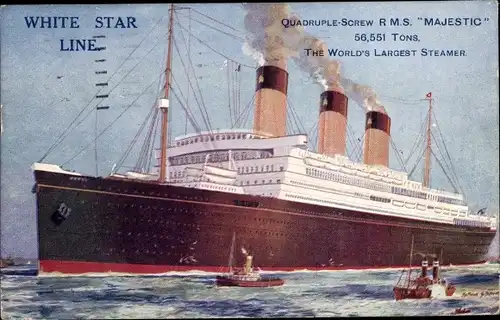Künstler Ak Dampfer RMS Majestic, White Star Line