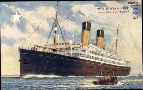 Künstler Ak Dampfer SS Doric, White Star Line