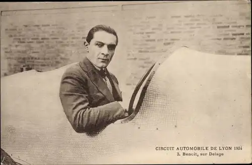 Ak Circuit Automobile de Lyon 1924, Benoit sur Delage, Auto