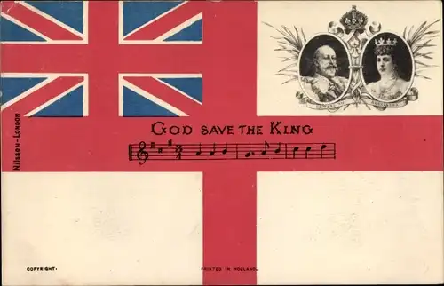 Lied Ak King Edward VII, Queen Alexandra, Portrait, God save the King