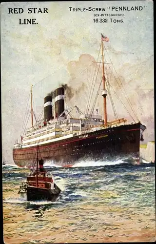 Künstler Ak Dampfer Pennland, Red Star Line