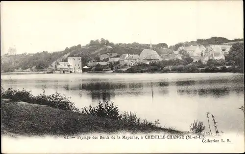 Ak Chenillé-Changé Maine et Loire, Paysage des Bords de la Mayenne