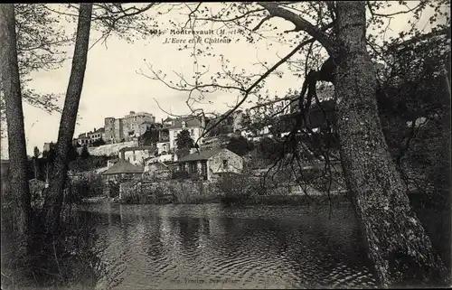 Ak Montrevault Maine et Loire, l'Evre et le Château