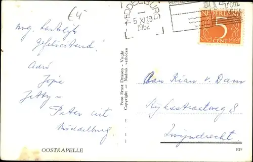 Ak Oostkapelle Walcheren Zeeland, Kirche, Straßenpartie