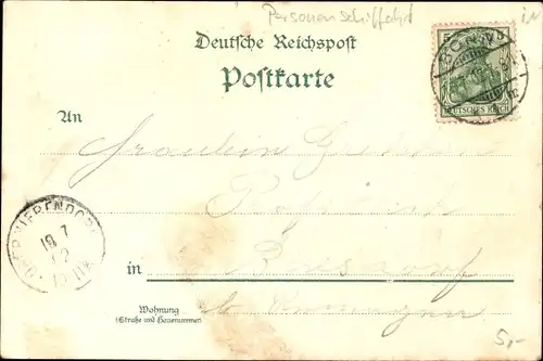 Litho Gruß vom Rheindampfer, Salondampfer