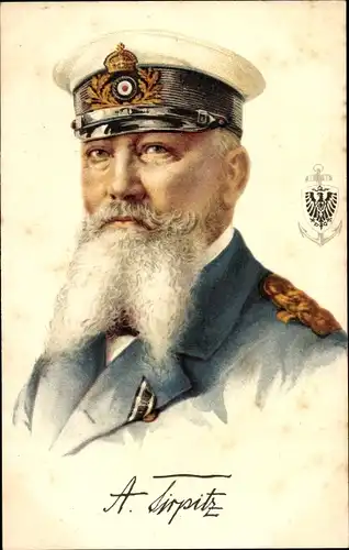 Künstler Ak Großadmiral Alfred von Tirpitz, Nachfolger Hollmanns, Portrait