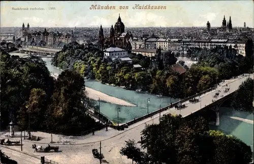 Ak München Bayern, Totalansicht von Haidhausen, Brücke