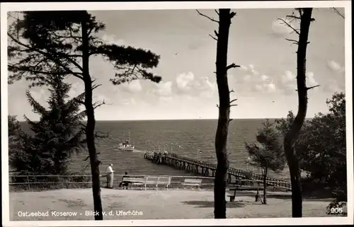 Ak Ostseebad Koserow auf Usedom, Blick von der Uferhöhe