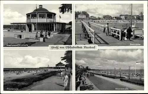 Ak Ostseebad Niendorf Timmendorfer Strand, Meerwassertrinkhalle, Seebrücke, Promenade, Strandstraße