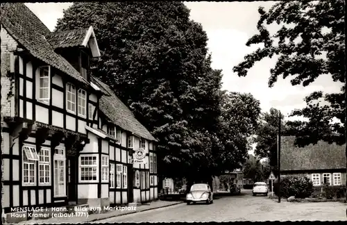 Ak Menslage in Niedersachsen, Blick zum Marktplatz, Haus Kramer, Gasthaus