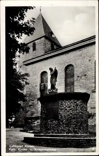 Ak Kürten in Nordrhein Westfalen, Kath. Kirche und Kriegerdenkmal