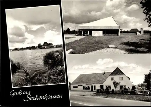 Ak Seckenhausen Stuhr in Niedersachsen, Wasserpartie, Gebäude