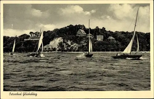 Ak Glücksburg an der Ostsee, Segelboote