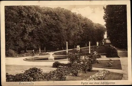 Ak Neustrelitz in Mecklenburg, Partie aus dem Schlossgarten