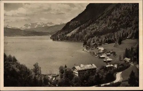 Ak Urfeld Kochel am See Oberbayern, Blick über den Walchensee